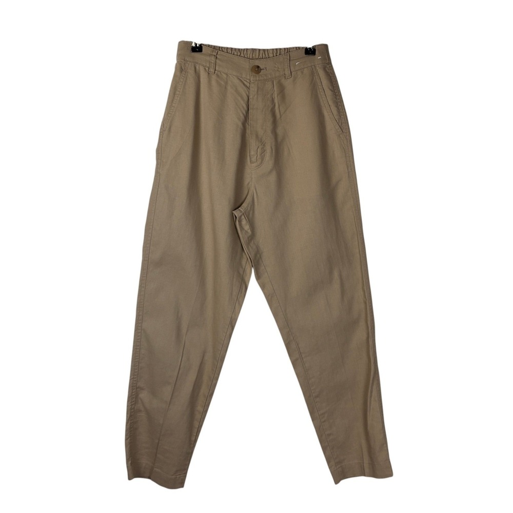 Uniqlo Womens Linen Cotton Tapered Pants Size XS Brown Summer